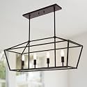 4-Light Kitchen Island Lighting, Dining Room Farmhouse Lantern Chandelier for Over Pool Table Living Room, Pendant Light Fixtures E12 Bulb Base &amp; Oil Rubbed Bronze