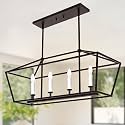 4-Light Kitchen Island Pendant Lighting Fixture, Farmhouse Dining Room Chandelier Over Table, Oil Rubbed Bronze & E12 Bulb Base
