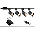 4-Light LED Track Lighting Kit with 3.3FT H Track Lighting Rails & Floating Canopy Connector, GU10 Track Light Kit, Modern Kitchen Track Lighting Fixtures Ceiling Spot Light, Black (No Bulbs)