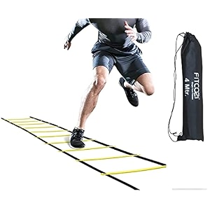 4 mtr agility ladder training set - exercise workout equipment to boost fitness amp increase quick footwork - kit for soccer football - with carry bag 4mtr fitcozi