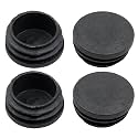 4 Pack 1-1/2" Round Plastic Plug Tubing End Caps (Black)