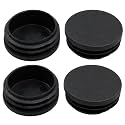 4 Pack 1-3/4" Round Plastic Plug Tubing End Caps (Black)
