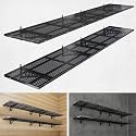 4-Pack 1.5x4ft Heavy Duty Garage Wall Shelving, 1000 lbs Load Capacity, Garage Shelving Wall Mounted, Storage Rack with Hooks, Black