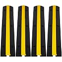 Cable Protector Ramp 4 Packs 1 Channel Rubber Modular Speed Bumps with 22046 Lbs Load Capacity Protective Wire Cord Ramp Driveway Rubber Traffic Speed Bumps Hump Cable Protector