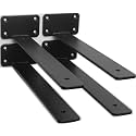 4 Pack - 10 inch Black Hidden L Shelf Bracket (1/5 Inch Thicked) Iron Floating Shelf Brackets Rustic Industrial Metal Brackets for Shelf Support