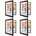 4 Pack 10x12.5 Front-Opening Kids Artwork Frames Changeable (Walnut)