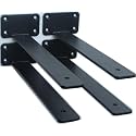 4 Pack - 11 inch Black Hidden L Shelf Bracket (1/5 Inch Thicked) Iron Floating Shelf Brackets Rustic Industrial Metal Brackets for Shelf Support