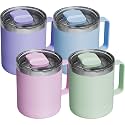 4 Pack 12oz Insulated Coffee Mug with Lid, Stainless Steel Cup