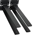 4 Pack - 14 inch Black Hidden L Shelf Bracket (1/5 Inch Thicked) Iron Floating Shelf Brackets Rustic Industrial Metal Brackets for Shelf Support