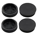 4 Pack 2" Round Plastic Plug Tubing End Caps (Black)
