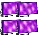 4 Pack 200W Black Light, LED Blacklight with US Plug and Switch, Black Lights for Glow and Neon Parties, Halloween, Body Painting, Birthday Party, Fluorescent Painting and Tapestry