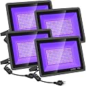 YANYCN 4 Pack 240W LED Black Light,Black Flood Light Outdoor with Plug and Switch, IP66 Waterproof Blacklight Flood Light Neon Glow for Glow Party, Halloween, Fluorescent Poster, Body Paint, Aquarium