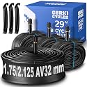 4 Pack 29 Inch Mountain Bike Tube 29 x 1.75 1.95 2.0 2.1 2.125 2.2 2.25 2.3 2.35 2.4 Presta Valve 48mm / Schrader Valve 32mm, Butyl Rubber Bike Inner Tube