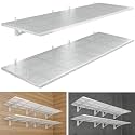 4-Pack 2x3ft Heavy Duty Garag e Wall Shelving, 1000 lbs Load Capacity, Garage Shelving Wall Mounted, Garage Storage Rack with Hooks, White