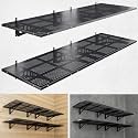 4-Pack 2x3ft Heavy Duty Garage Wall Shelving, 1000 lbs Load Capacity, Garage Shelving Wall Mounted, Garage Storage Rack with Hooks, Black