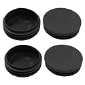 4 Pack 3" Round Plastic Plug Tubing End Caps (Black)