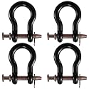 4 Pack 3/4 Inch Clevis Shackle 12,000 Lbs Break Strength Heavy Duty Forged Recovery Shackle for Truck, Towing, Trailer, Offroad, Winch, Chain & Rope, Industrial Lifting, 4.75 Ton Capacity