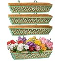 4 Pack 30 Inch Window Boxes Planters Railing Planter Box with Adjustable Brackets for Porch Fence Patio Balcony Hanging Flower Baskets with Coco Liners for Outdoor Garden Decor - Green