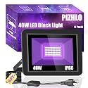 40W Black Light IP66 Waterproof Outdoor Flood Light with 6ft Cord+Plug+Switch, Blacklight Floodlight for Halloween Neon Glow in The Dark Fluorescent Poster Body Paint Bedroom 1 Pack