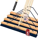 4-Pack - 36" Heavy Duty Outdoor Push Broom with 60" Handle. Ideal for Asphalt, Concrete &amp; Heavy Debris. Durable American Made Steel Brackets-Stainless Steel Hardware. No Plastic. 100% USA Made