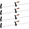 4-Pack 36 inch Bar Clamps,Long Wood Clamps Heavy Duty Force 600 Lbs Adjustable and Release Quickly,Woodworking Clamps Throat Depth 2.5 inch with Plastic Handle