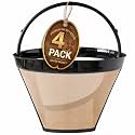 4-Pack #4 Gold Cone Reusable Coffee Filter for Ninja Cuisinart Coffeemaker