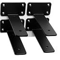 4 Pack - 4 inch Black Hidden L Shelf Bracket (1/5 Inch Thicked) Iron Floating Shelf Brackets Rustic Industrial Metal Brackets for Shelf Support
