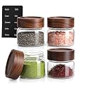 4 Pack 4 oz Glass Jars with Lids, Small Mason Jars with Airtight Acacia Wood Lid, Glass Spice Jars for Kitchen Pantry Organization, 4oz Small Jars for Spices, Nuts, Herbs &amp; Seasoning