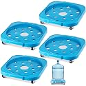 4 Pack 5 Gallon Water Bottle Caddy with 4 Rolling Wheels, Dark Blue