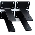 4 Pack - 5 inch Black Hidden L Shelf Bracket (1/5 Inch Thicked) Iron Floating Shelf Brackets Rustic Industrial Metal Brackets for Shelf Support