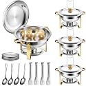 4 Pack 6QT Stainless Steel Chafing Dish Buffet Warmers with Lid &amp; Holders