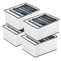 4 Pack 7-Grid Closet Organizers and Storage Bins with Dividers for Clothes