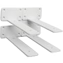 4 Pack - 7 inch White Hidden L Shelf Bracket (1/5 Inch Thicked) Iron Floating Shelf Brackets Rustic Industrial Metal Brackets for Shelf Support