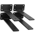 4 Pack - 8 inch Black Hidden L Shelf Bracket (1/5 Inch Thicked) Iron Floating Shelf Brackets Rustic Industrial Metal Brackets for Shelf Support