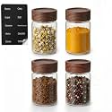 4 Pack 8 oz Glass Spice Jars with Wooden Lids, Tall Small Mason Jars with Airtight Acacia Wood Lid, Empty Clear Containers for Herb, Seasoning, Sprinkles &amp; Pantry Organization