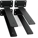 4 Pack - 9 inch Black Hidden L Shelf Bracket (1/5 Inch Thicked) Iron Floating Shelf Brackets Rustic Industrial Metal Brackets for Shelf Support