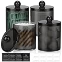 4 Pack Acrylic Qtip Holder Dispenser for Cotton Swabs, Balls, Floss Picks