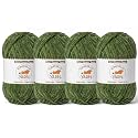 4 Pack Army Green Fluffy Velvet Yarn for Crocheting, Chunky Chenille Baby Blanket Yarn for Crochet, Soft Fuzzy Puzzle Yarn for Knitting, (100g/3.53oz Each) Bulky Thick Amigurumi Crochet Yarns
