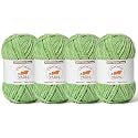 4 Pack Avocado Green Fluffy Velvet Yarn for Crocheting, Chunky Chenille Baby Blanket Yarn for Crochet, Soft Fuzzy Puzzle Yarn for Knitting, (100g/3.53oz Each) Bulky Thick Amigurumi Crochet Yarns