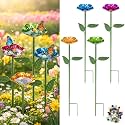 4 Pack Bee Watering Station, Butterfly Feeder, Bee Baths with 50 Glass Marbles, Bee Cups Water for Bees Garden, Outdoor Colorful Flower Design