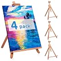4 Pack Beechwood 25’’ Tabletop Easel Display Stand Set for Painting