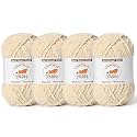 4 Pack Beige Fluffy Velvet Yarn for Crocheting, Chunky Chenille Baby Blanket Yarn for Crochet, Soft Fuzzy Puzzle Yarn for Knitting, (100g/3.53oz Each) Bulky Thick Amigurumi Crochet Yarns