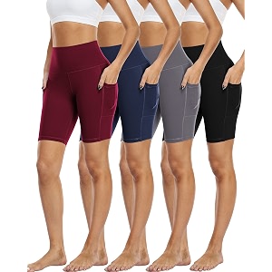 4 Pack Biker Shorts with Pockets for