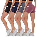 4 Pack Biker Shorts for Women - High Waisted 5"/8" Yoga Workout Shorts