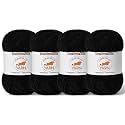 4 Pack Black Fluffy Velvet Yarn for Crocheting, Chunky Chenille Baby Blanket Yarn for Crochet, Soft Fuzzy Puzzle Yarn for Knitting, (100g/3.53oz Each) Bulky Thick Amigurumi Crochet Yarns