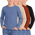 4 Pack Boys Long Sleeve Waffle Knit Thermal Shirts