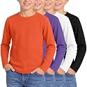 4 Pack Boys Long Sleeve Waffle Knit Thermal Shirts