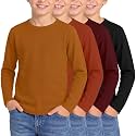 4 Pack Boys Long Sleeve Waffle Knit Thermal Shirts