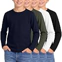 4 Pack Boys Long Sleeve Waffle Knit Thermal Shirts