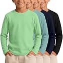 4 Pack Boys Long Sleeve Waffle Knit Thermal Shirts